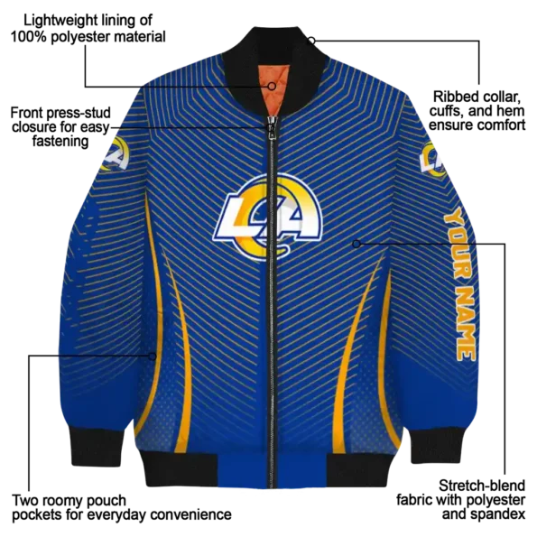 customized los angeles rams chevron arrow blue bomber jacket new arrival