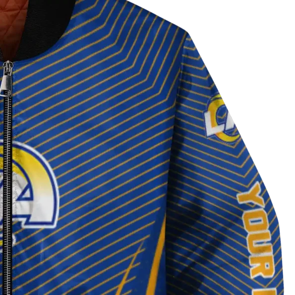 customized los angeles rams chevron arrow blue bomber jacket premium grade