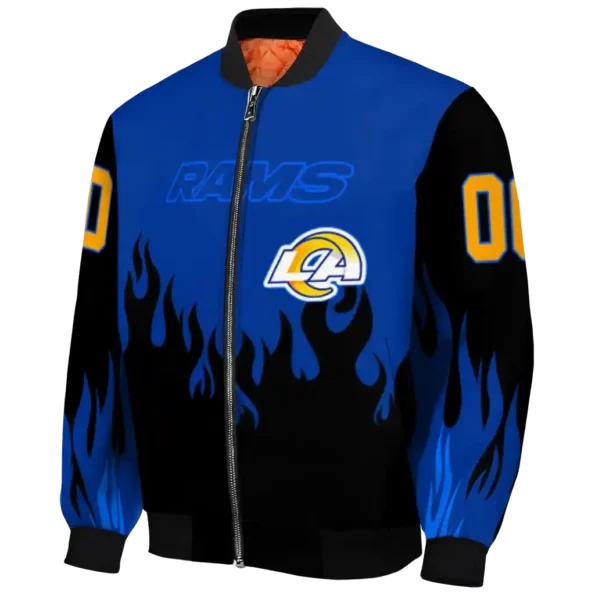customized los angeles rams flame border blue black bomber jacket best selling