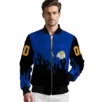 customized los angeles rams flame border blue black bomber jacket best selling