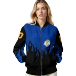 customized los angeles rams flame border blue black bomber jacket best selling