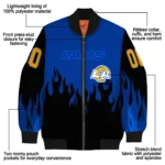 customized los angeles rams flame border blue black bomber jacket best selling