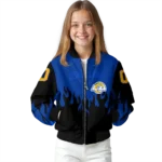 customized los angeles rams flame border blue black bomber jacket best selling