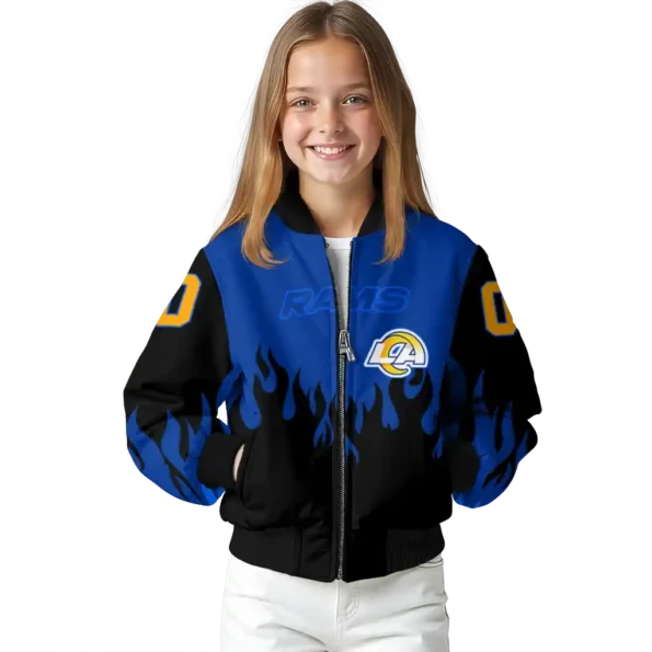 customized los angeles rams flame border blue black bomber jacket top rated