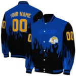 customized los angeles rams flame border blue black varsity jacket best selling