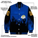 customized los angeles rams flame border blue black varsity jacket best selling