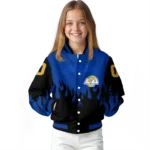 customized los angeles rams flame border blue black varsity jacket best selling