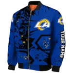 customized los angeles rams hexagon cluster blue black bomber jacket best selling