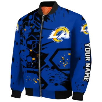 customized los angeles rams hexagon cluster blue black bomber jacket best selling