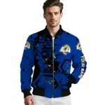 customized los angeles rams hexagon cluster blue black bomber jacket best selling