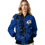 customized los angeles rams hexagon cluster blue black bomber jacket best selling