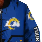 customized los angeles rams hexagon cluster blue black bomber jacket best selling