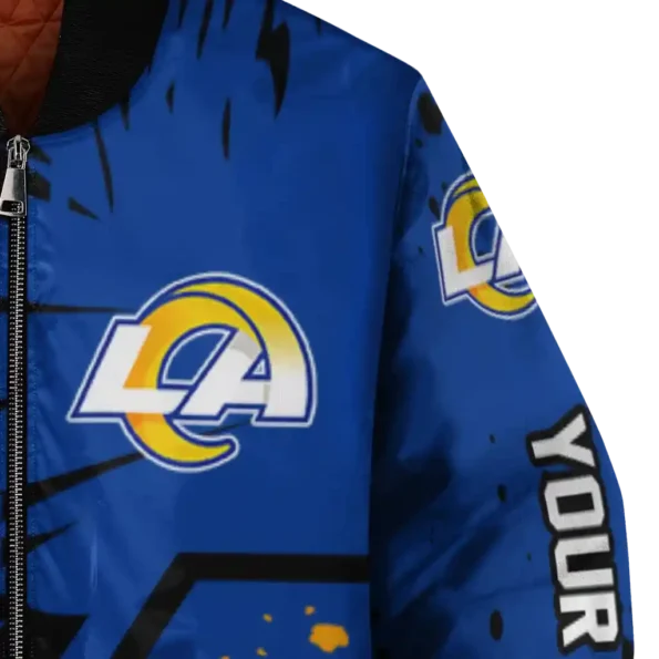 customized los angeles rams hexagon cluster blue black bomber jacket premium grade