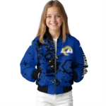 customized los angeles rams hexagon cluster blue black bomber jacket best selling