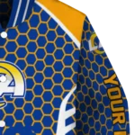 customized los angeles rams hexagon grid blue varsity jacket best selling