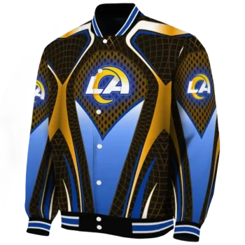 customized los angeles rams mesh chest orange crocs black varsity jacket best selling