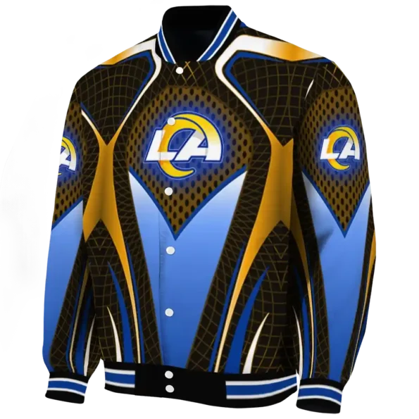 customized los angeles rams mesh chest orange crocs black varsity jacket best selling