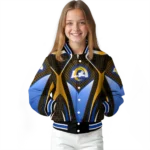 customized los angeles rams mesh chest orange crocs black varsity jacket best selling