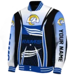 customized los angeles rams mesh effect blue black varsity jacket best selling