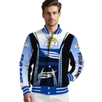 customized los angeles rams mesh effect blue black varsity jacket best selling
