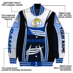 customized los angeles rams mesh effect blue black varsity jacket best selling