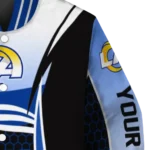 customized los angeles rams mesh effect blue black varsity jacket best selling