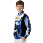 customized los angeles rams mesh effect blue black varsity jacket best selling
