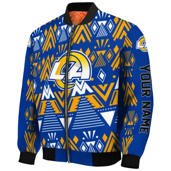 customized los angeles rams pyramid shapes blue bomber jacket best selling