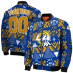 customized los angeles rams pyramid shapes blue bomber jacket best selling