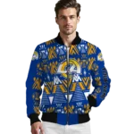 customized los angeles rams pyramid shapes blue bomber jacket best selling