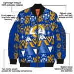 customized los angeles rams pyramid shapes blue bomber jacket best selling