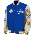 customized los angeles rams razorback outline blue nude varsity jacket best selling