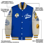 customized los angeles rams razorback outline blue nude varsity jacket best selling