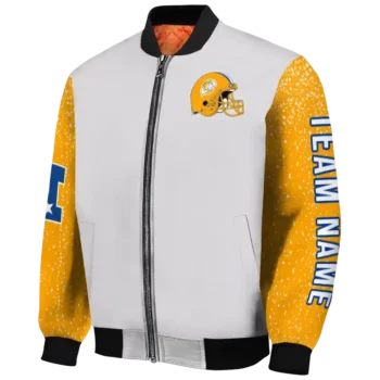 customized los angeles rams speckled arms blue gray bomber jacket best selling