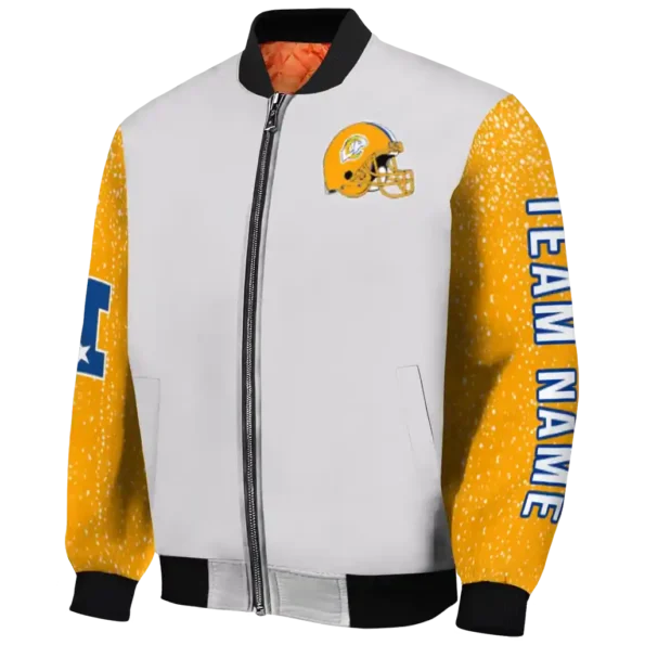 customized los angeles rams speckled arms blue gray bomber jacket best selling