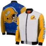 customized los angeles rams speckled arms blue gray bomber jacket best selling