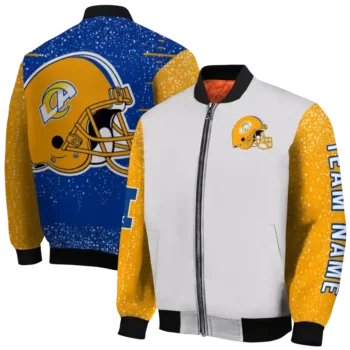 customized los angeles rams speckled arms blue gray bomber jacket fashion forward