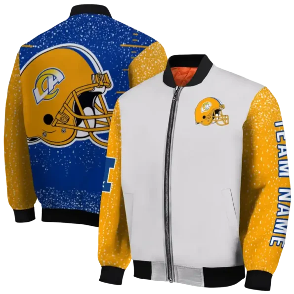 customized los angeles rams speckled arms blue gray bomber jacket fashion forward