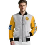 customized los angeles rams speckled arms blue gray bomber jacket best selling