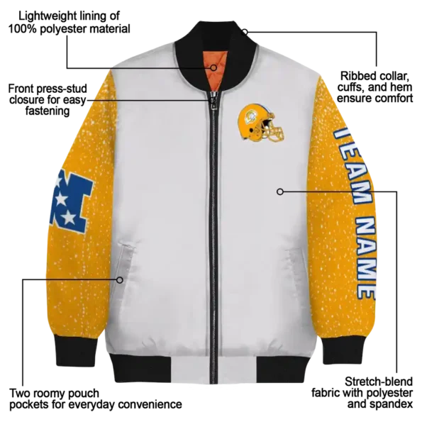 customized los angeles rams speckled arms blue gray bomber jacket new arrival