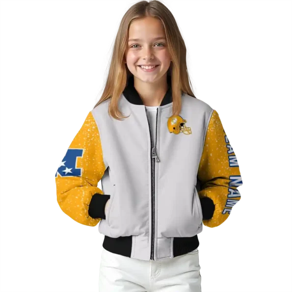customized los angeles rams speckled arms blue gray bomber jacket top rated