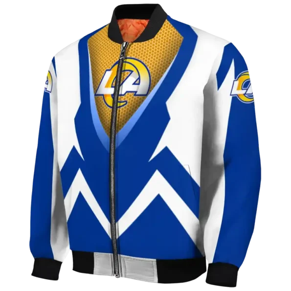 customized los angeles rams v stripes blue white bomber jacket best selling