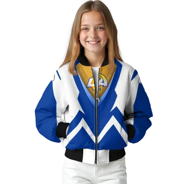 customized los angeles rams v stripes blue white bomber jacket top rated