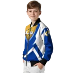 customized los angeles rams v stripes blue white bomber jacket best selling