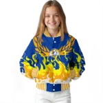 customized los angeles rams winged blaze blue white varsity jacket best selling