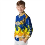 customized los angeles rams winged blaze blue white varsity jacket best selling