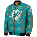customized miami dolphins bolt stripe aqua bomber jacket best selling