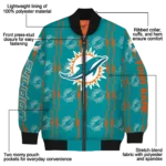 customized miami dolphins bolt stripe aqua bomber jacket best selling