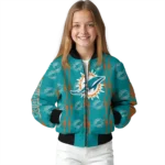 customized miami dolphins bolt stripe aqua bomber jacket best selling