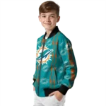 customized miami dolphins bolt stripe aqua bomber jacket best selling